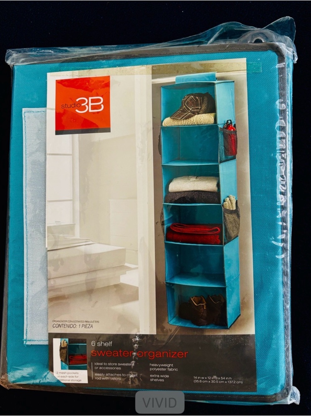 Studio Teal 6-Shelf Hanging Sweater Organizer
